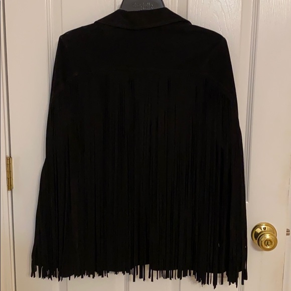 H&M Premium Black Suede Fringe Jacket - Picture 6 of 12